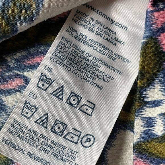 Tommy Hilfiger Pink & Green Paisley Ruffled front Tank Top size Medium - Picture 4 of 9